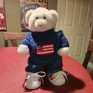 Build-A-Bear white 15" bear fully dressed!